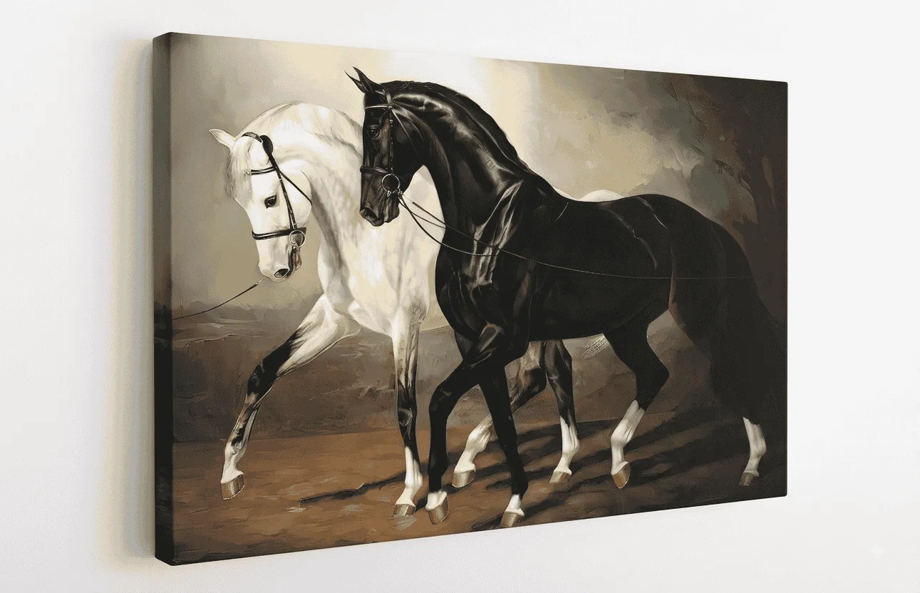 Deux cheveaux Blanc et Noir