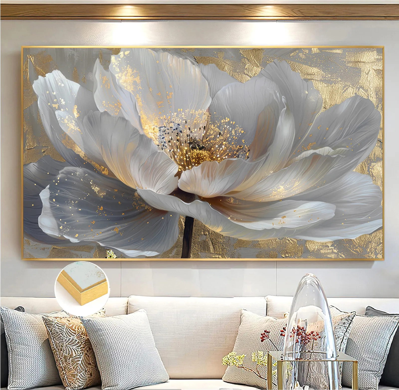 Fleurs Gris et Doré