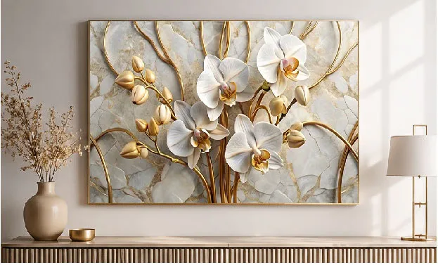 Fleurs Chic Doré et Blanc 