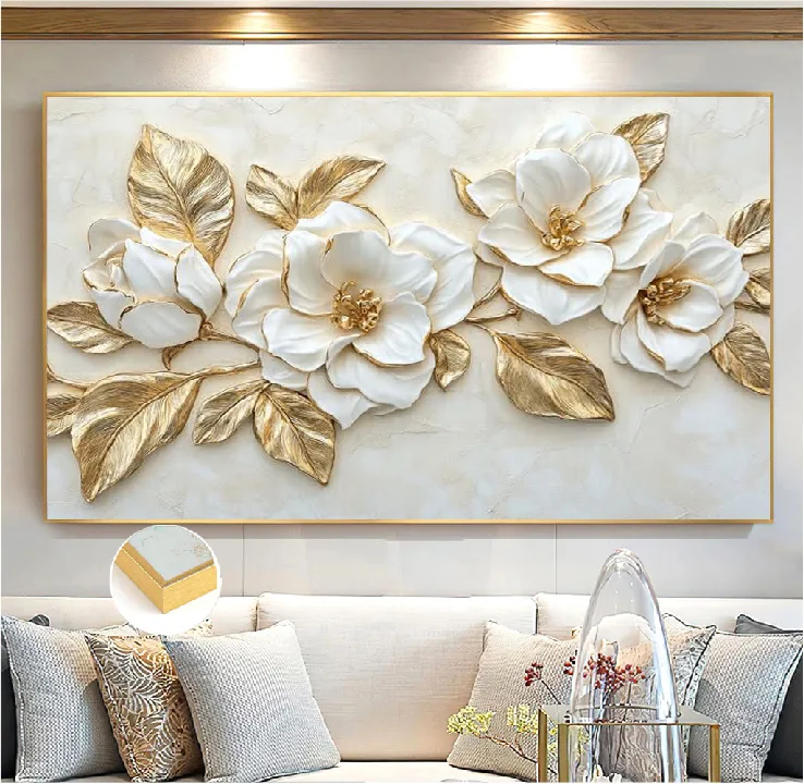 Deux Fleurs blanc et doré