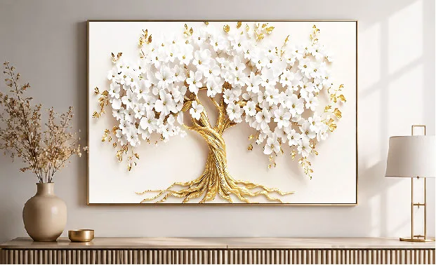 Arbre Doré et blanc