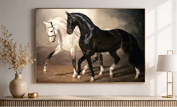 Deux cheveaux Blanc et Noir