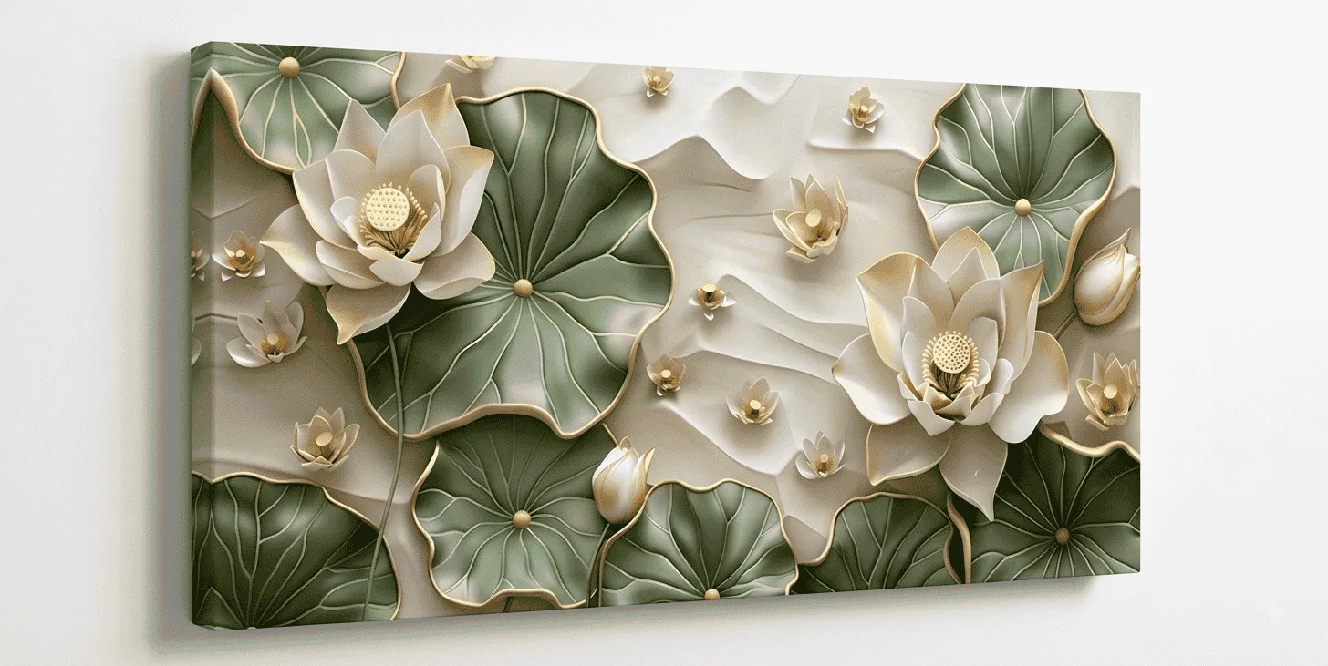 Fleur vert et beige doré