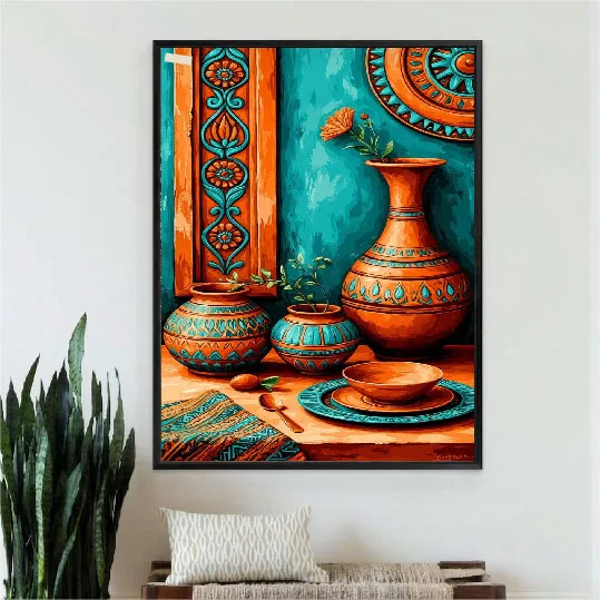 Vase de Fleur azur et Orange