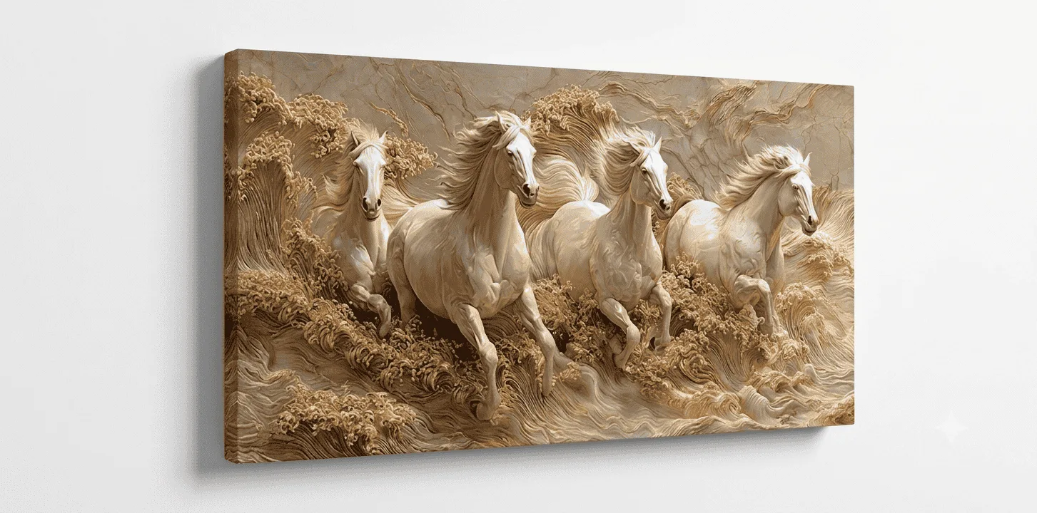 Chevaux Beige Marbre Doré