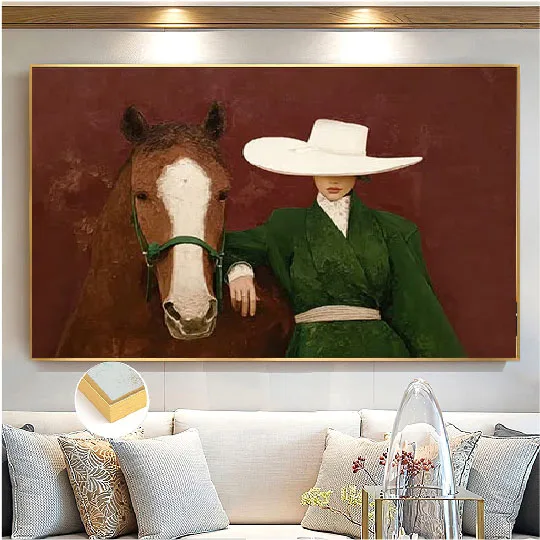 La Dame au Chapeau Blanc et au Cheval